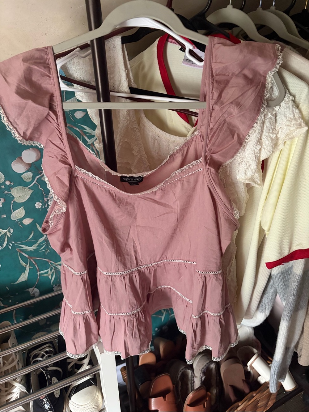 Romantic Pink Ruffle Peplum Women's Top